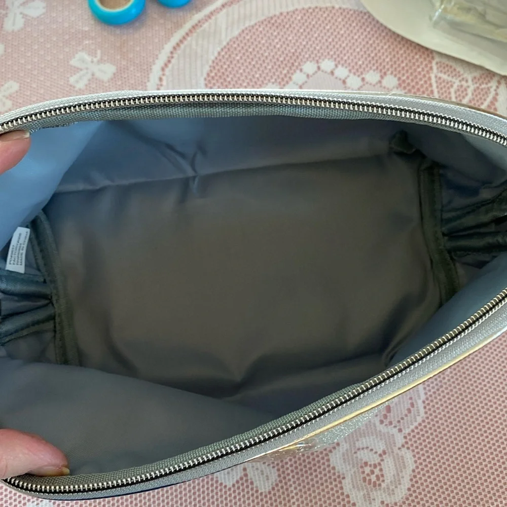 Silver Glitter Cosmetic Bag with Dome Shape